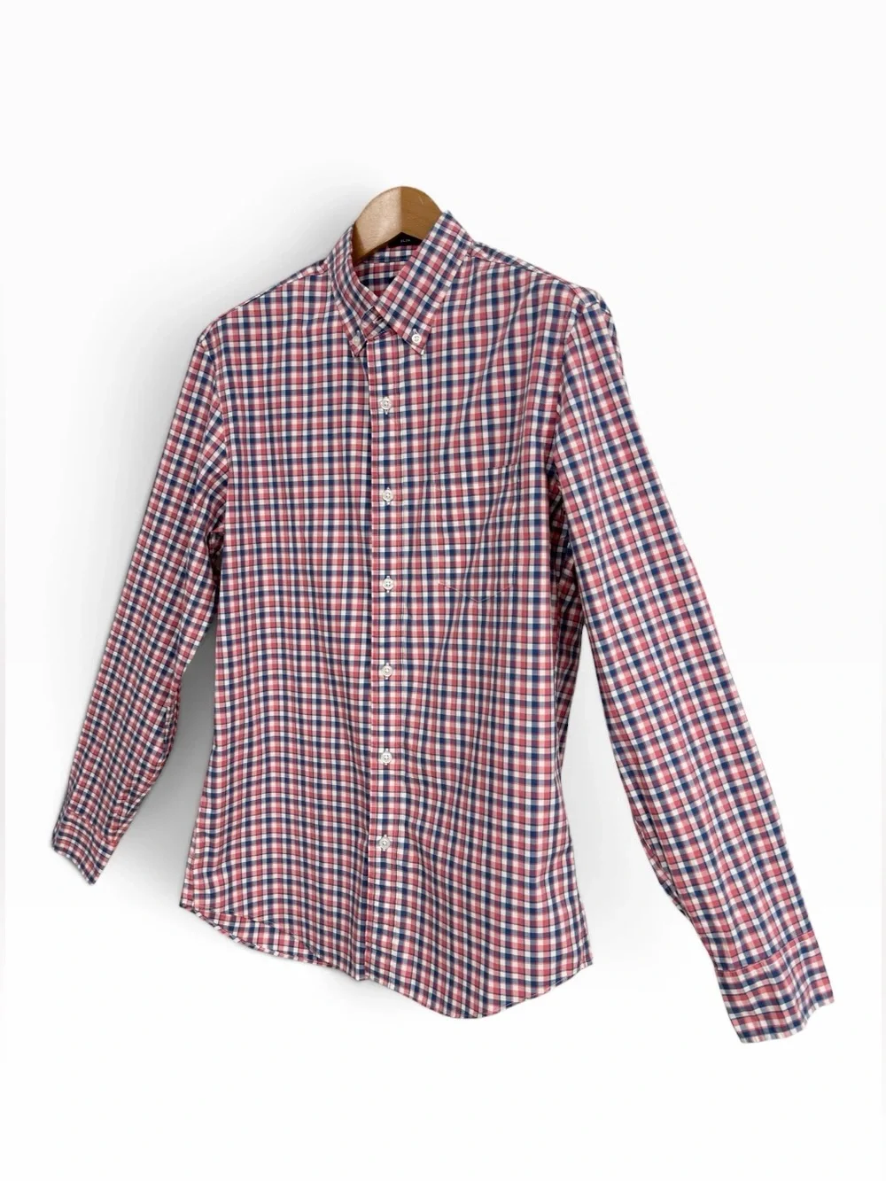 J.Crew Slim Cotton Oxford Shirt Pink Blue Gingham Check Mens Medium NWT Button